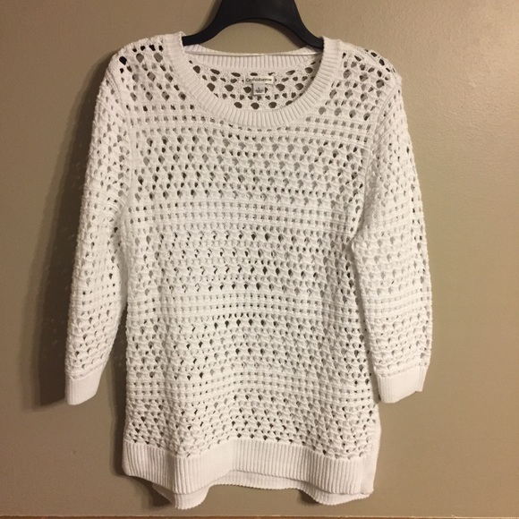 croft & barrow Sweaters - Cute White 3/4 Sleeve Sweater
